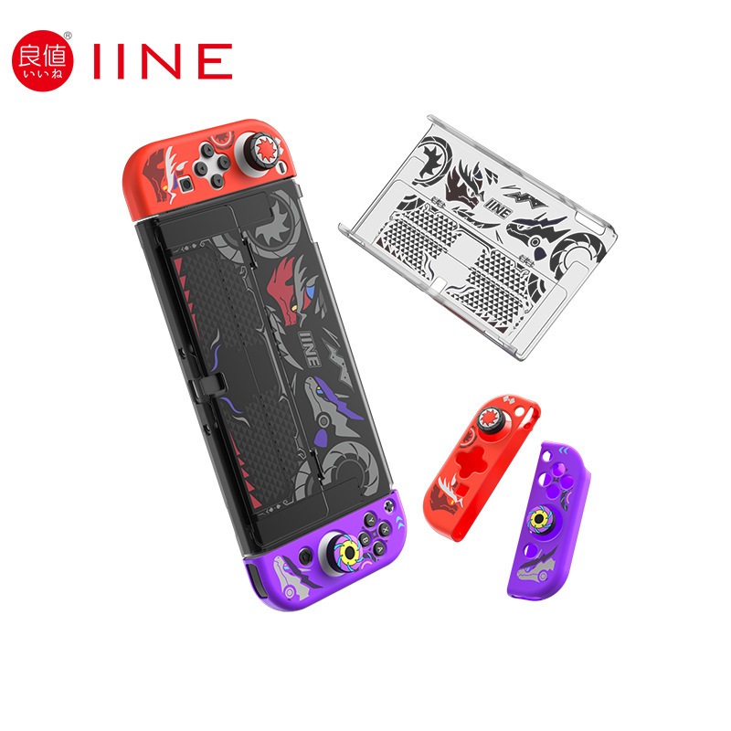 เคสแยกชิ้น iine Nintendo  Switch OLED/พร้อมซิลิโคนอนาล็อค monster hunter /splatoon/dragonball/zelda/pokemon เคสแบบบาง