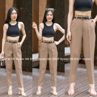 รุ่น A2 กางเกงขากระบอกเล็ก หูคู่รุ่นใหม่ ผ้าไอวี่&ผ้าเปเป้ S-2XL ป้าย SMSHOP พร้อมส่ง