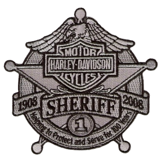 HARLEY DAVIDSON 100TH ANNIVERSARY SHERIFF PATCH อาร์มปัก ฮาร์เล่ย์-เดวิดสัน ตัวรีดติดเสื้อ อาร์มรีดต