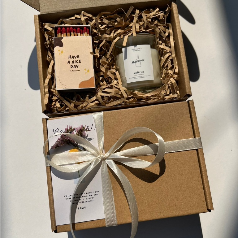 G11 ของขวัญเทียนหอม 60 ml พร้อมไม้ขีดไฟ กล่องน้ำตาล ของขวัญปัจฉิม วันเกิด - รูปที่ 2