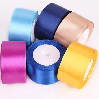 ริบบิ้นผ้าซาติน หน้ากว้าง 5CM (50MM) ยาว 25หลา ริบบิ้นทำโบว์หรือผูกกล่องของขวัญทำโบว์ติดผม พร้อมส่ง