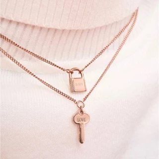 (Pre-Order 3-5 Day) YVIS Padlock Necklace (สลักชื่อได้ 1-4 ตัวอักษร โน๊ตแจ้งหมายเหตุได้เลย)(Stainless Steel)
