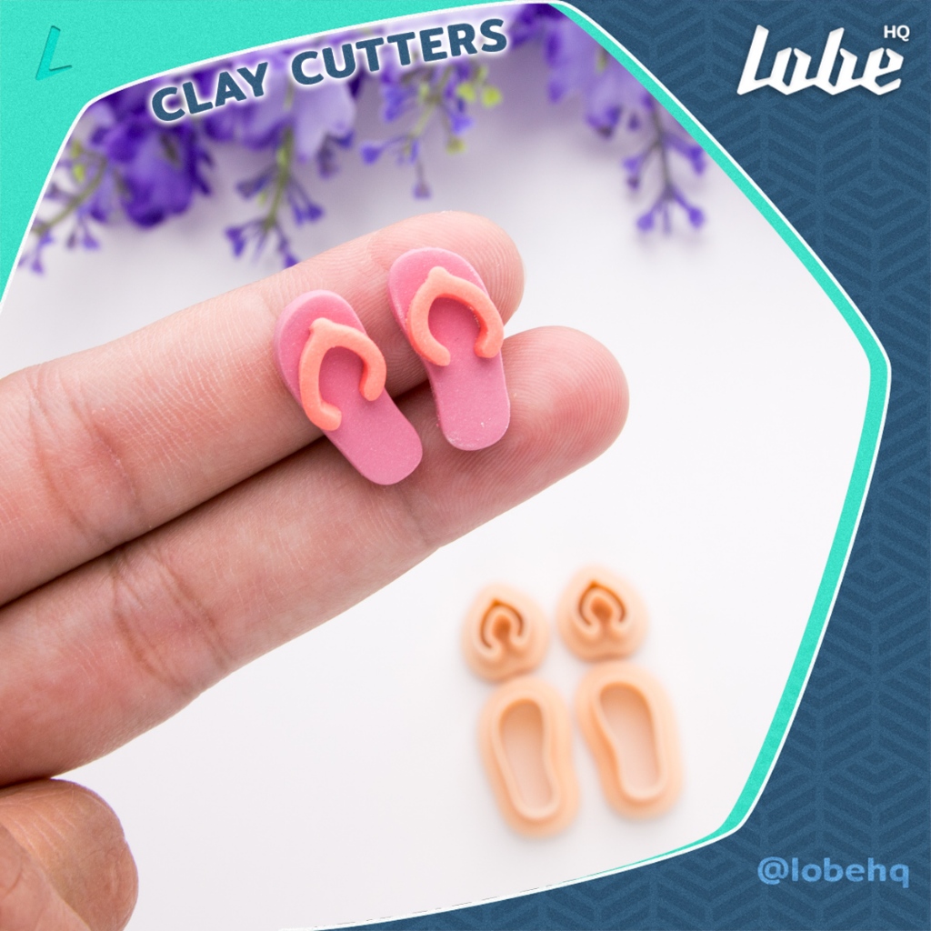 Lobehq Flip Flops Shape A Pair Polymer Clay Cutter/ แม่พิมพ์กดดินโพลิเมอร์รูปทรงรองเท้าแตะ