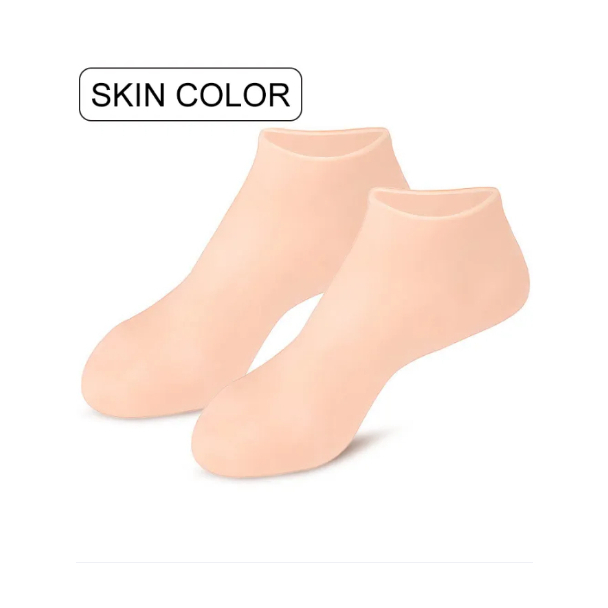 1 คู่ สีเนื้อ ซิลิโคน ถุงเท้าให้ความชุ่มชื้น สำหรับ การดูแลเท้า , ป้องกันการแตก การดูแลและรักษาเท้า ปกป้อง ถุงเท้า พร้อ