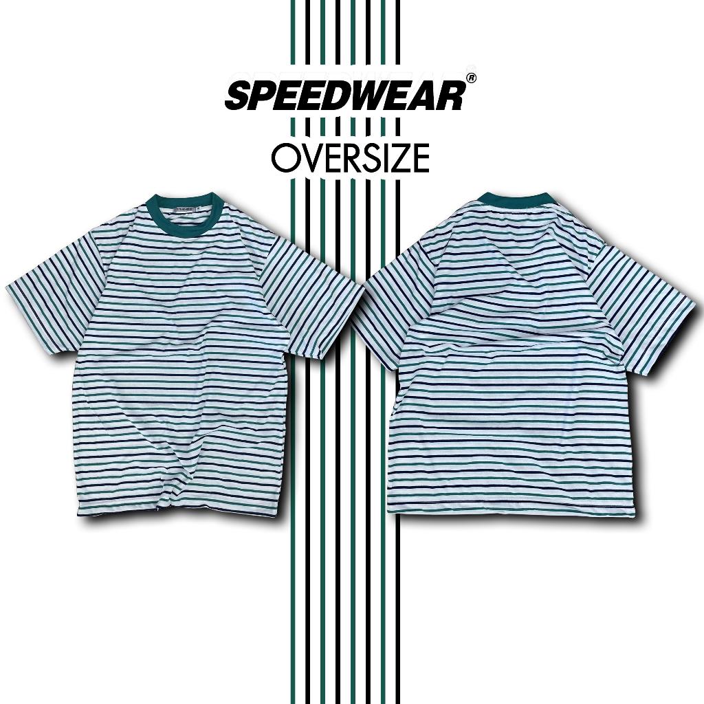 เสื้อยืดOversizeSPEEDWEAR_SWOVER 038 #คาดลายเขียว/ดำ