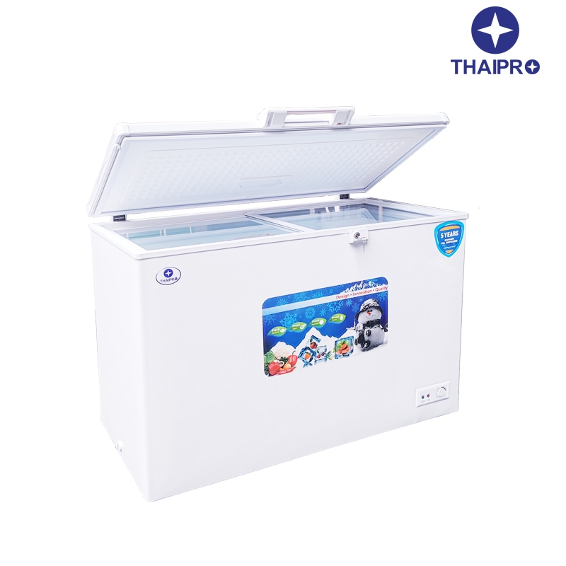 [สินค้าเกรดบี]Thaipro Freezer ตู้แช่แข็ง 5.5-13.1คิว/158-370 ลิตร มีกระจกปิดกั้นความเย็น เคลื่อนย้าย