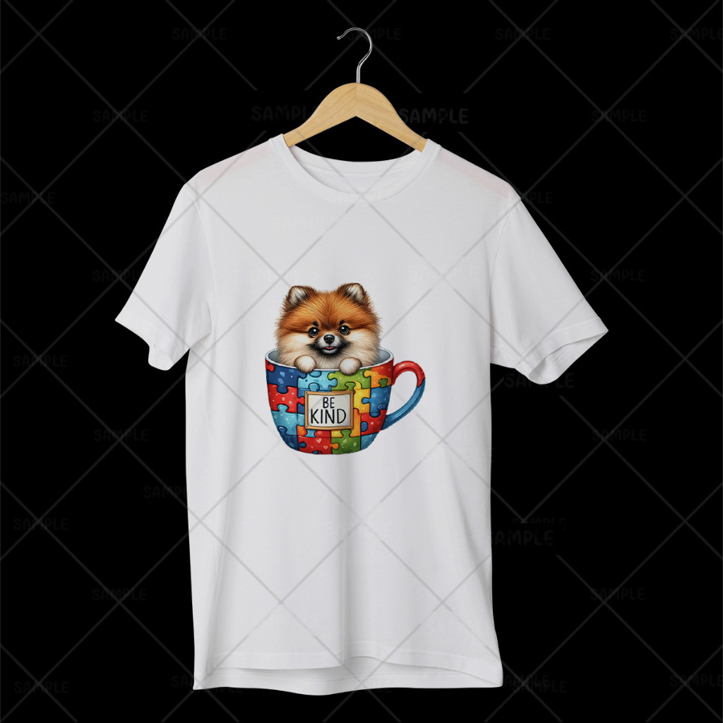 เสื้อลายหมา เสื้อยืดสไตล์ญี่ปุ่น แขนสั้น คอกลม คอวี ผ้า TK ใส่สบาย I'm Yours Coffee TDGAM69 Pomerani