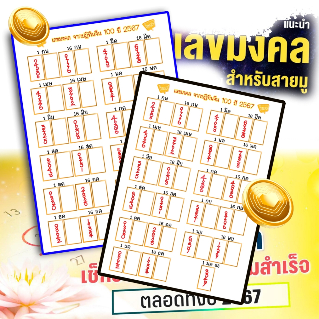 ฟรีธูปตัวเลข ตัวเลขมงคล เลขปฏิทินจีน ปี 2568