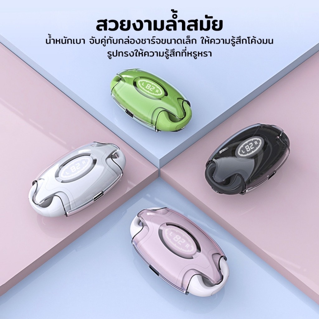 OWS รุ่น E88 หูฟังบลูทูธ แถมเคสและสายคล้องคอ แบบหนีบหูไร้สาย หูฟังสเตอริโอ bluetooth 5.3 Wireless Ea