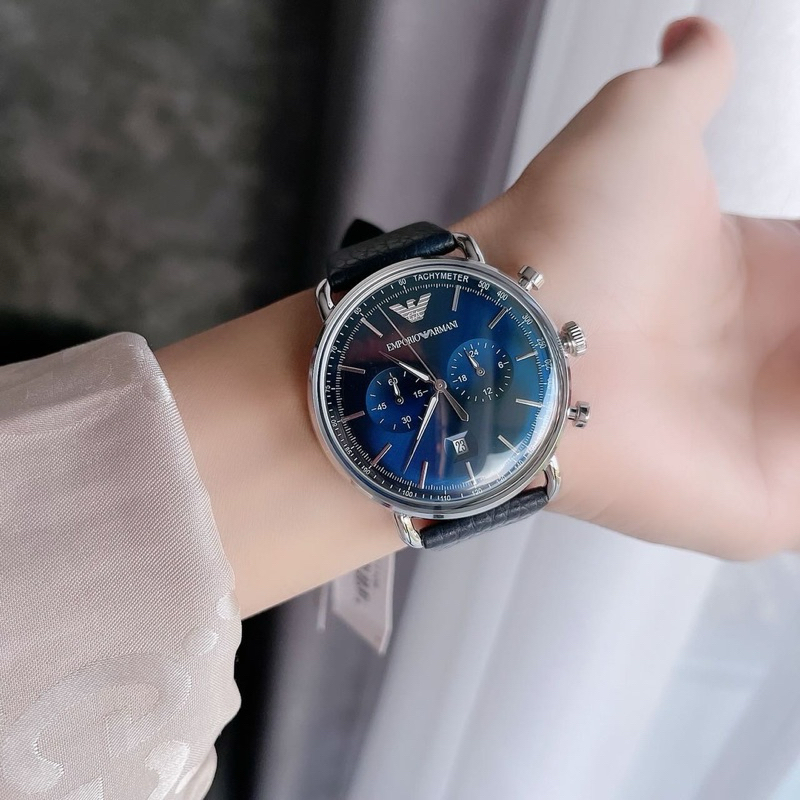 Emporio Armani AR11105 (43mm) Blue Dial Chronograph Watch ประกัน cmg