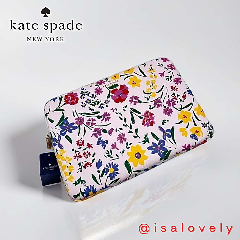 📌Isa Lovely Shop📌  KATE SPADE KB620 GARDEN BOUQUET LAPTOP SLEEVE Color: ROSEGOLD/CREAM MULTI