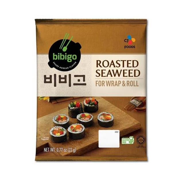 สาหร่ายเกาหลี ข้าวห่อสาหร่ายเกาหลี สาหร่ายทำคิมบับ cj bibigo roasted laver for kimbap 22g 비비고 김밥김