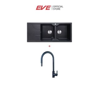 EVE ซิงค์แกรนิต และก๊อกน้ำ สีดำ EUROSTONE 1160/500 BLACK+AZT…