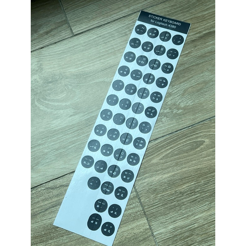สติ๊กเกอร์ sticker คีย์บอร์ด keyboard  ทรงกลม ภาษาไทย สีเทาเข้ม