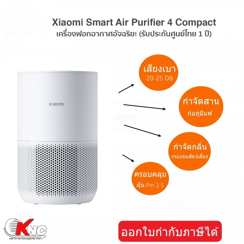 Xiaomi Smart Air Purifier 4 Compact เครื่องฟอกอากาศ 27 ตรม. รับประกันศูนย์ไทย 1 ปี มีสินค้าพร้อมส่ง