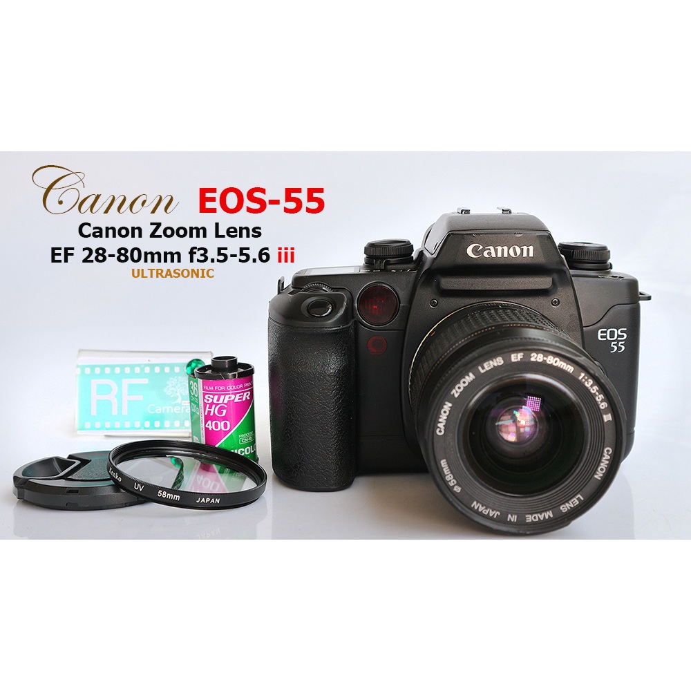 Canon EOS 55 หรือ(50E/ELAN II/EOS7 )กล้องฟิล์มระบบ SLR เปลี่ยนเลนส์ได้มาพร้อมเลนส์ พร้อมใช้งาน(SN-911447)