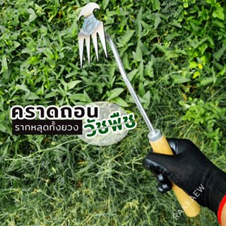 คราดถอนวัชพืช ด้ามไม้เคลือบเงา ทำจากเหล็กแมงกานีสอย่างหนา แข…