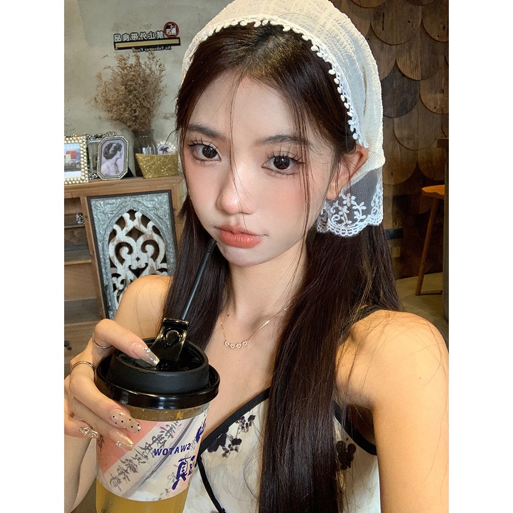 ส่งจากไทย ผ้าโพกหัว แฟชั่นเกาหลี แต่งขอบระบายลูกไม้ ผ้าผูกผม ผ้าคาดผม - รูปที่ 6