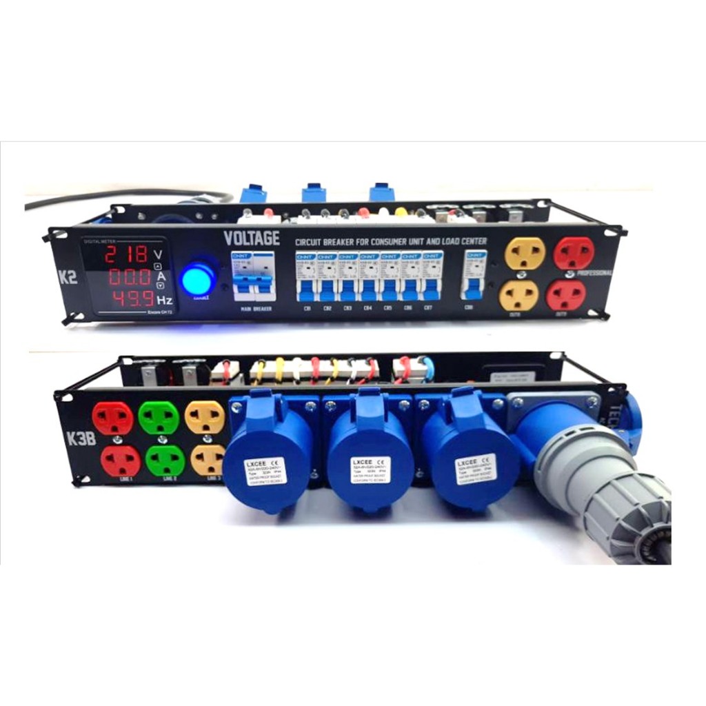 ชุดโหลดเซ็นเตอร์ 2U 1เฟส 32A รุ่น K2 / K3B ปลั๊กไฟติดแร็ค จอ โวล์ท แอมป์ เฮิร์ท แถมฟรีเพาเวอร์ปลั๊กตัวเมีย 32A 1 ตัว