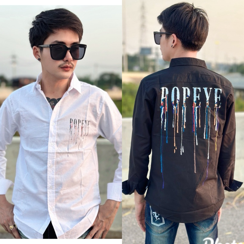 Optionวัยรุ่น เสื้อเชิ๊ตแขนยาว PopeyeDenim รุ่นใหม่
