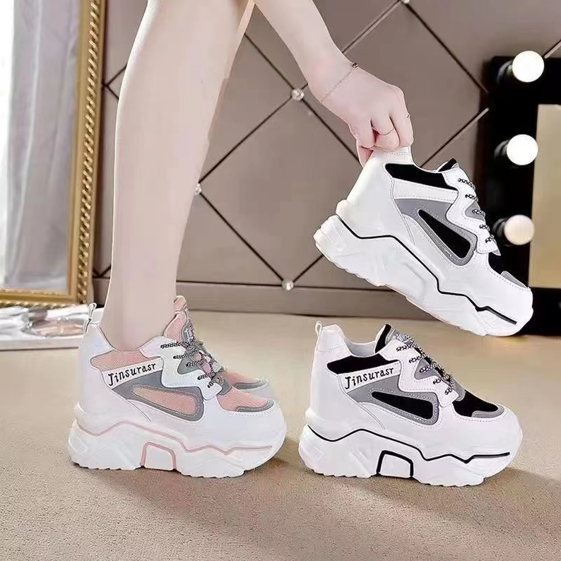 SALESinda รองเท้าผ้าใบผู้หญิง NO.M517 แฟชั่น เสริมส้น 6.5ซม พร้อมส่ง รับประกัน1ป