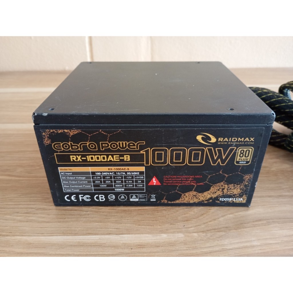 POWER SUPPLY (อุปกรณ์จ่ายไฟ) RAIDMAX Cobra RX 1000W ATX 80 PLUS Gold
