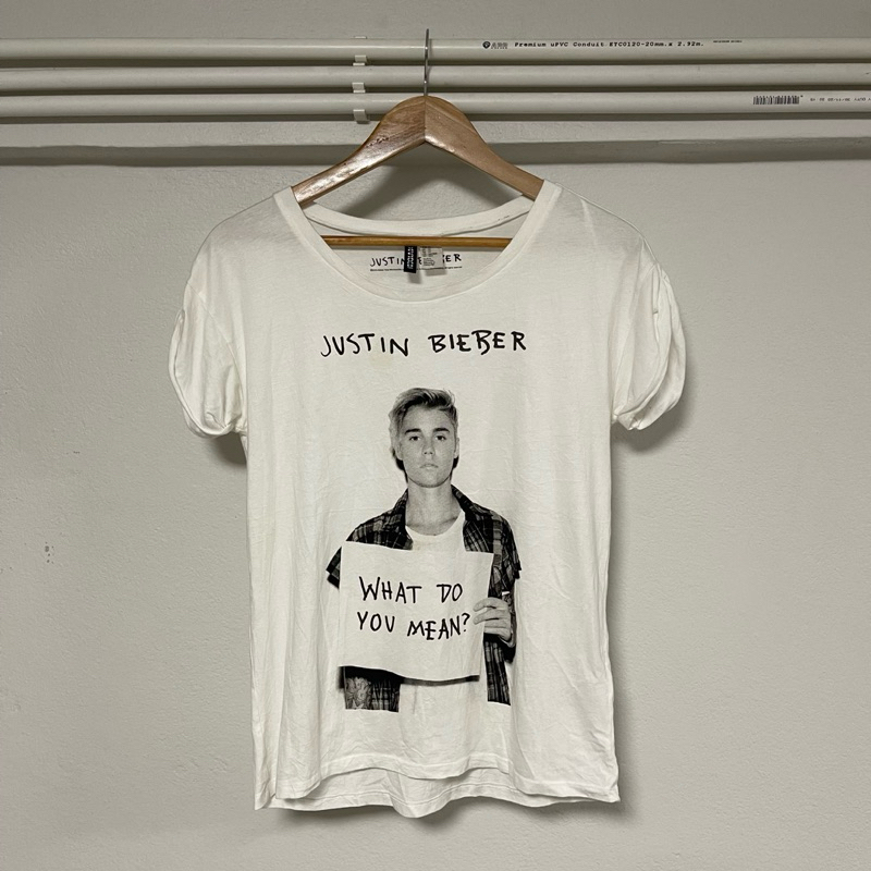 เสื้อมือสอง Justin Bieber What do you mean H&M (S16) แขนพับ ลายเต็ม ลายสวย