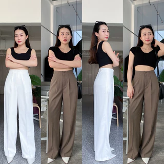 Lily Pants กางเกงขากระบอกใหญ่ ดีเทลตะขอหน้า มี2 ดีเทล มีหู และไม่มีหู ผ้าพริ้ว ยาว 42-43 ผ้าไม่บางนะ สูง 170++ใส่ได้