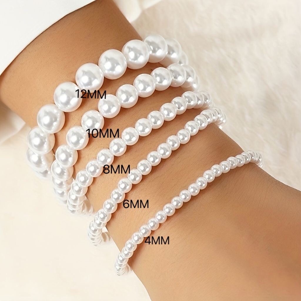 สร้อยข้อมือมุกเทียมทรงกลมงานสวยเท่ใส่แมทช์ได้หลายสไตล์