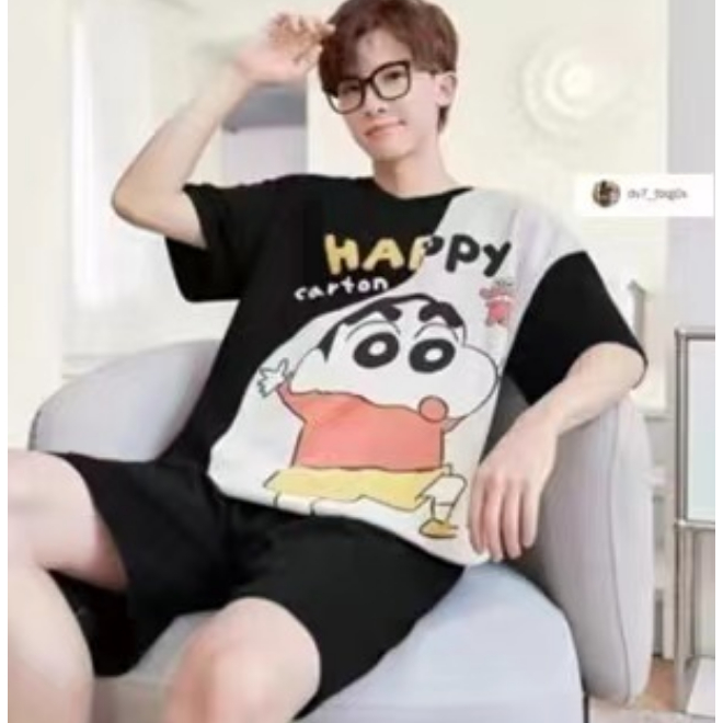 M-4XL(ราคาถูกที่สุด) ชุดนอนผู้ชาย， ผ้าฝ้ายเนื้อนุ่ม， ลายการ์ตูน，หลากหลายรูปแบบ， ขาสั้น+เสื้อยืด