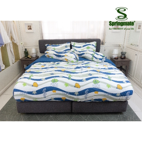 Springmate ชุดผ้าปูที่นอนพร้อมปลอกผ้านวม Premium Collection Sea Horse Blue ส่งฟรี