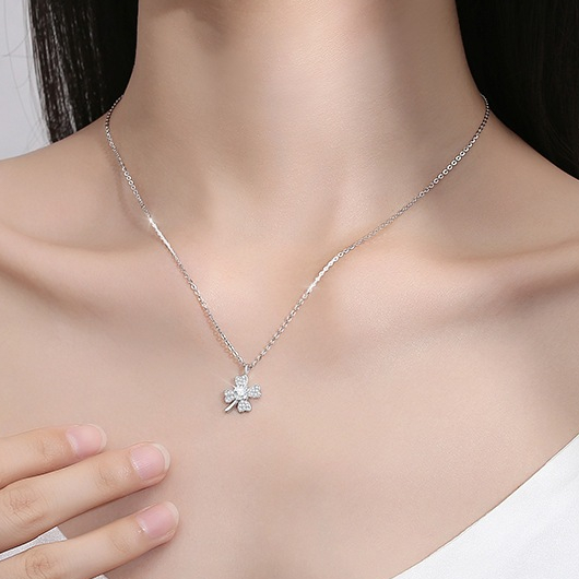 สร้อยคอ สร้อยคอจี้ใบโคลเวอร์ แฟชั่น เครื่องประดับผู้หญิง  S4