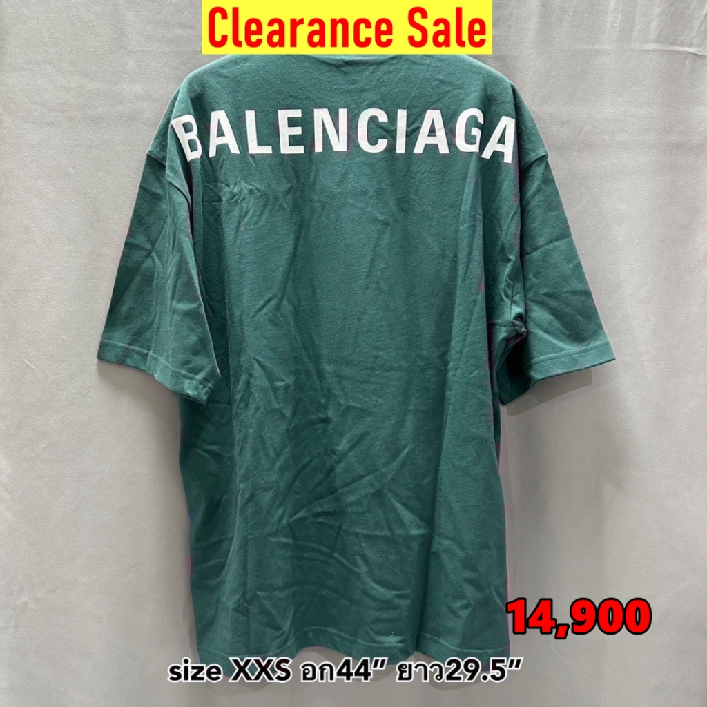 ลดหนักมาก New Balenciaga unisex logo โลโก้ด้านหลัง t-shirt tee เสื้อยืด แขนสั้น โอเวอร์ไซส์ บาเลนเซ๊ยก้า ของแท้ สีเขียว
