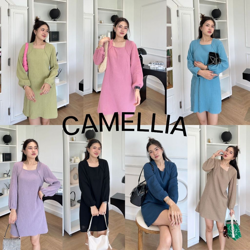 12FEBRUARY | CAMELLIA DRESS เดรสผ้าสาลู 2 ชั้น ซับในอย่างดีทั้งตัว น่ารักมากกก (ฟรีไซส์/พลัสไซส์)