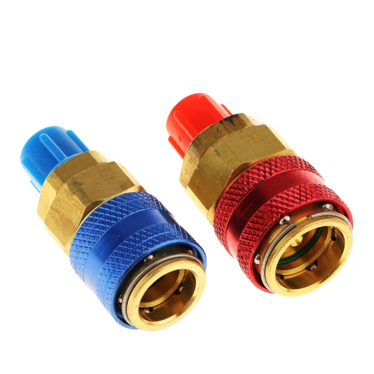 คอปเปอร์ เติมน้ำยาแอร์ R134a แพคคู่ (สีน้ำเงิน+สีแดง) AC Coupler R-134a คอปเปอร์แอร์ หัวเติมน้ำยาแอร์134