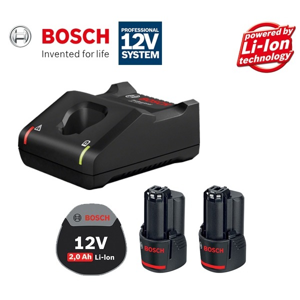 Bosch แท่นชาร์จ+แบตเตอรี่ 12V 2.0Ah+GAL12V-40 รุ่น 1600A01B8W ของแท้100%