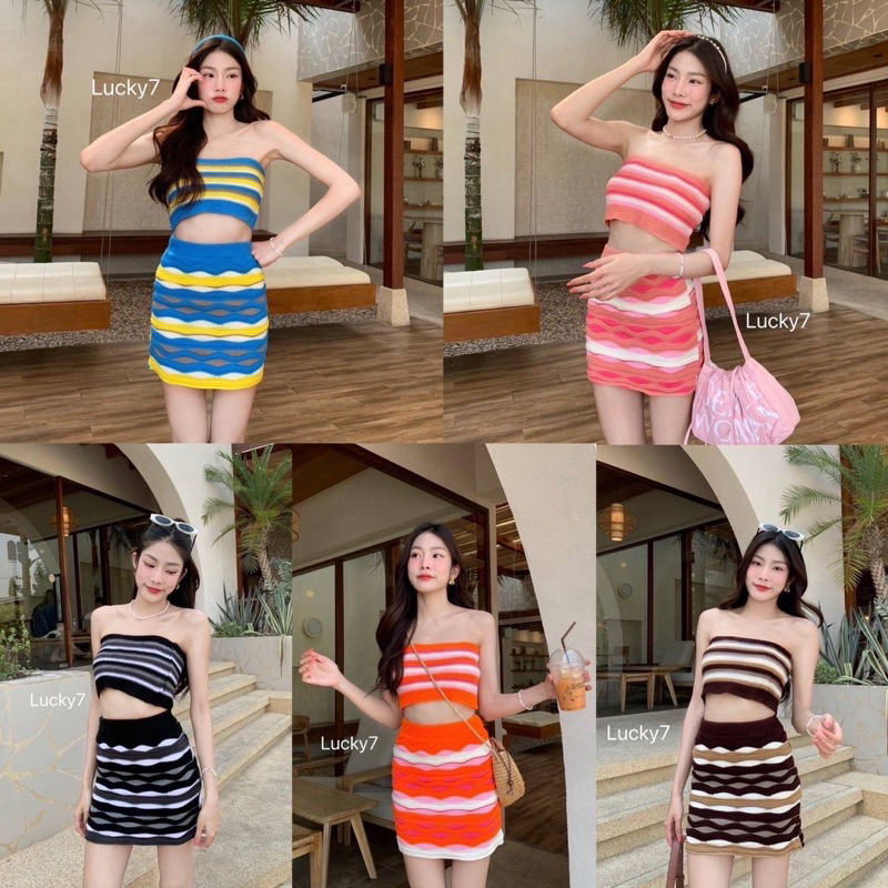 เซ็ทสงกรานต์ปังๆ เซ็ทไหมพรมเกาะอก+กระโปรงทรงสลิมฟิตโชว์เอวแซ่บๆ สีจี๊ดตัวแม่มาก สวยเซ็กซี่ครบจบในตัวเดียว