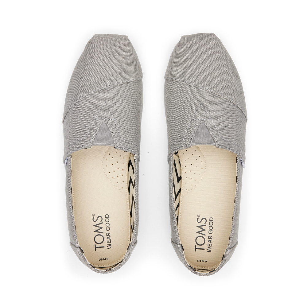 TOMS รองเท้าลำลองผู้ชาย สลิปออน รุ่น Alpargata Drizzle Grey Heritage Canvas (CC) รองเท้าลิขสิทธิ์แท้