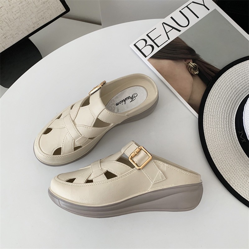 SUNBALEE 🧸 FA-430 รองเท้าแบบสวมสีพื้น รองเท้าสไตล์เกาหลี เปิดส้น พื้นนิ่ม ใส่สบาย