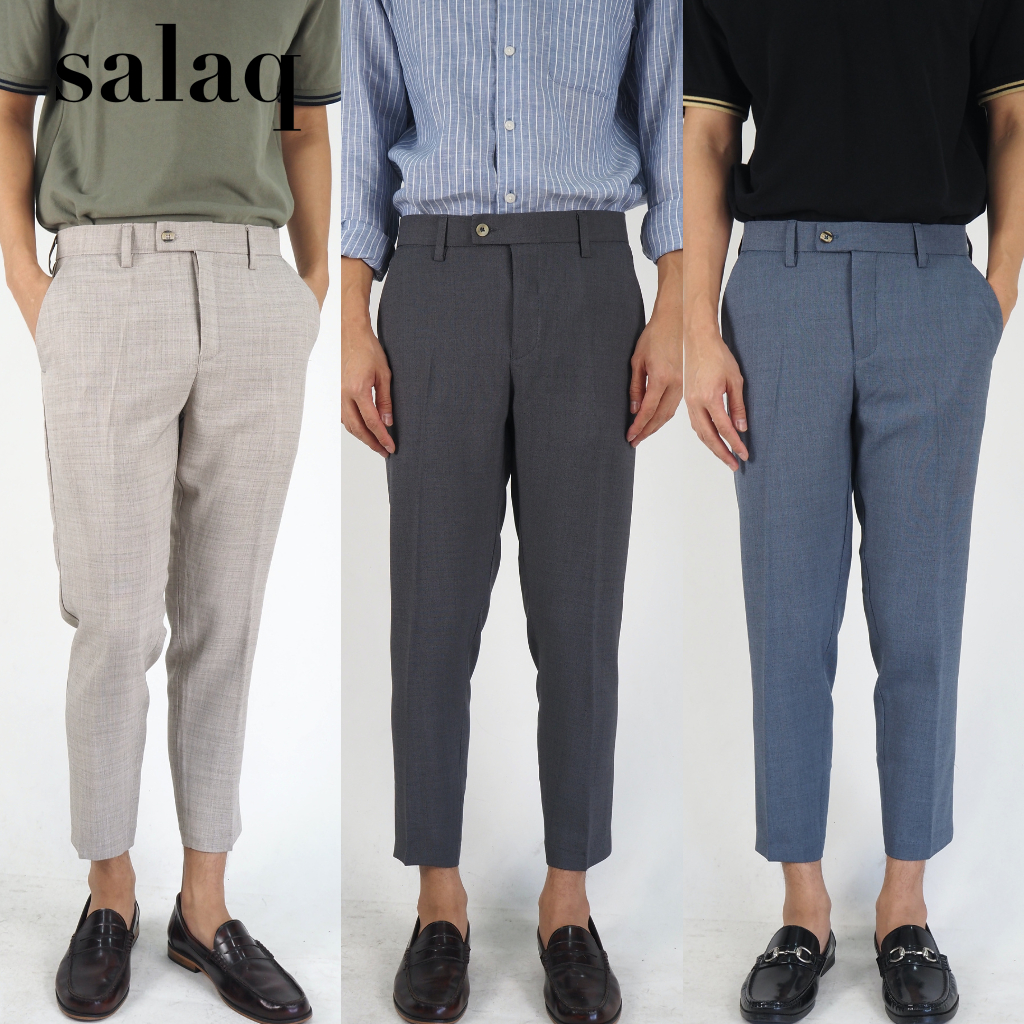 กางเกงสแล็คขาเต่อ ผ้ายืดสโน(snow) ผ้านุ่มใส่สบาย ไม่หนา ไม่ร้อน ทรงกระบอกเล็ก หลากสี ไซส์ 28นิ้ว-36นิ้ว