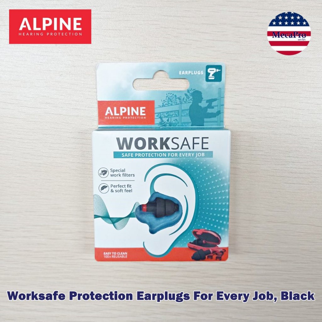 Alpine® Worksafe Protection Earplugs For Every Job, Black ที่อุดหูลดเสียงรบกวน สำหรับการทำงาน 23dB