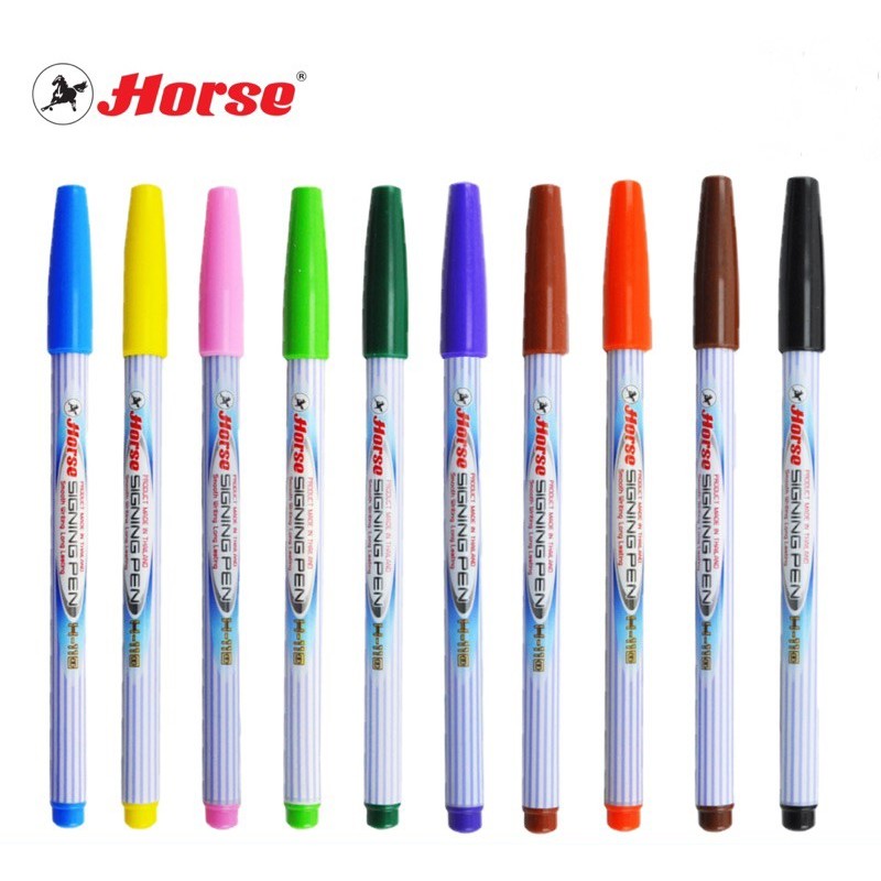 Horse ปากกาเมจิก ปากกาสีน้ำ รุ่น H-110 ขนาดเส้น 0.4mm. ตราม้า มี 12 เฉดสี [ แบบ 1 ด้าม ]