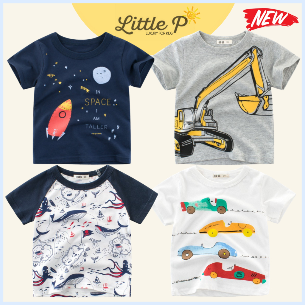 🌟พร้อมส่ง🇹🇭🌟 ใหม่ ! เสื้อยืดเด็กชาย เสื้อคอกลมเด็ก เสื้อผ้าเด็ก อายุ​ 1-7 ปี By Little.P
