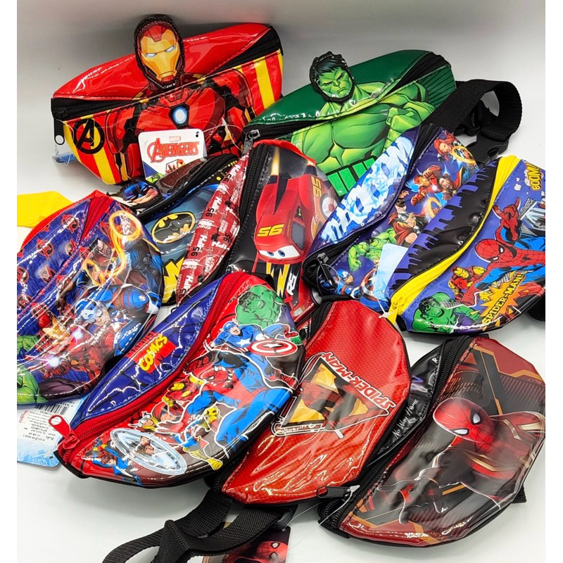 กระเป๋าคาดเอวเด็ก ลาย Super Hero Spiderman Ironman Hulk McQueen