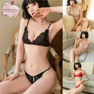 SatinSleepwear 💞💞 ชุดนอนไม่ได้นอน บิกินี เปิดเป้า ลูกไม้ ดูผ่าน ส่งจากไทย(H3018）
