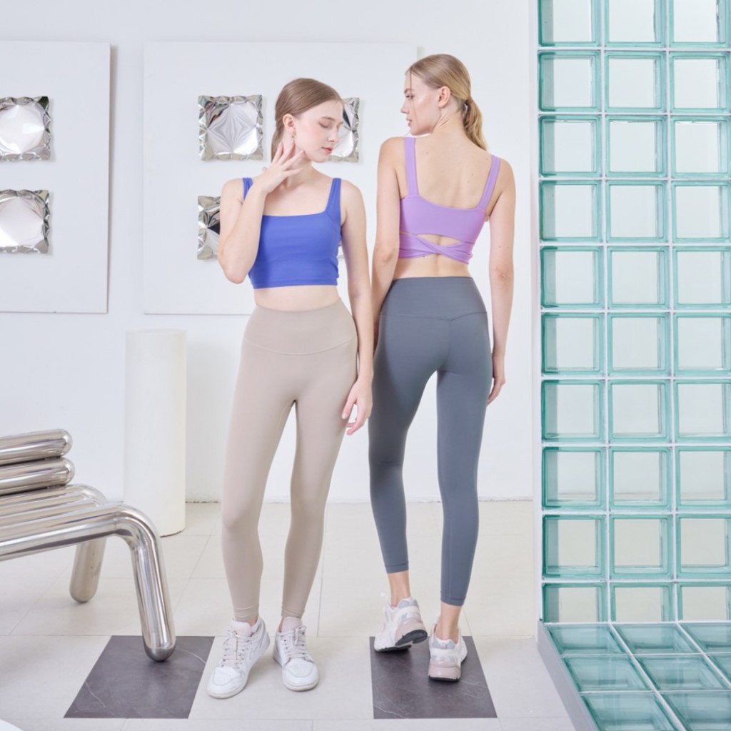 Basic leggings กางเกงออกกำลังกาย เอวสูง เป้าสามเหลี่ยม ยาว8ส่วน หรือเหนือข้อเท้า กระชับ เก็บทรง *พร้อมส่งไทย* - รูปที่ 6