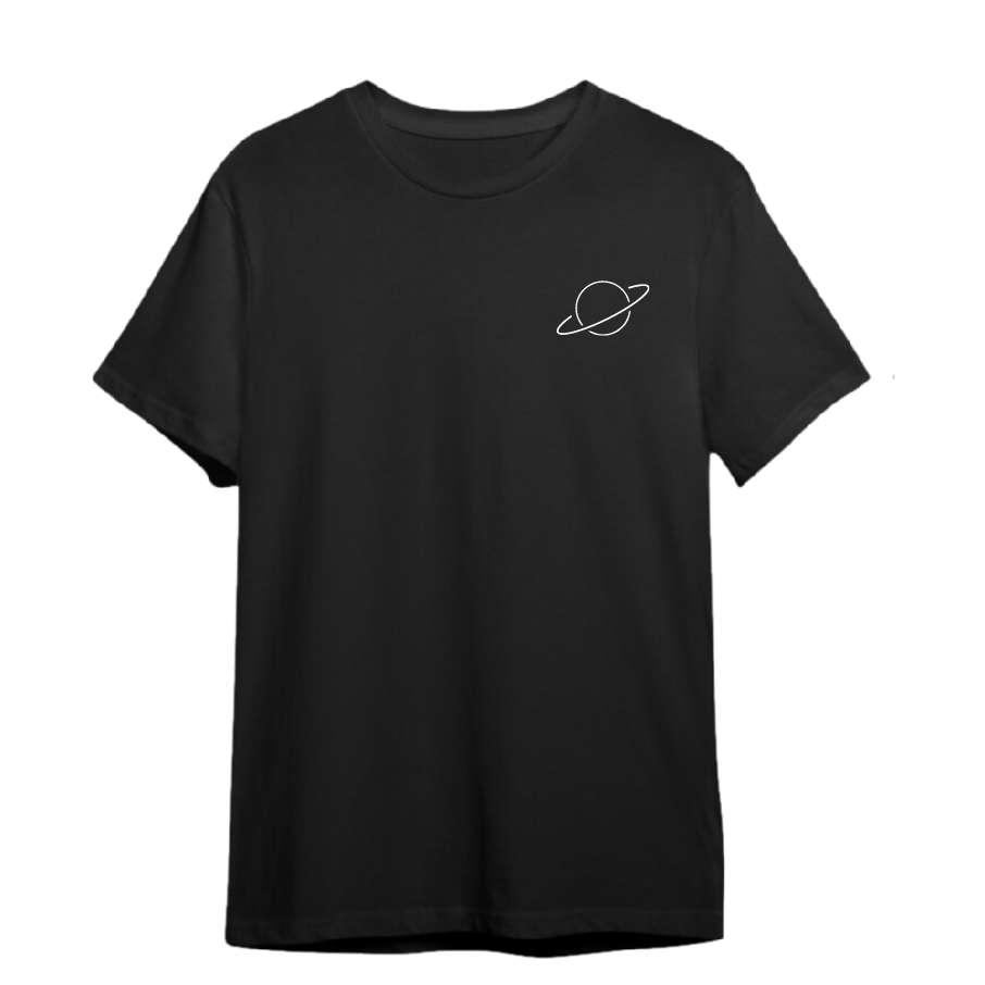 เสื้อยืดสกรีนดาวเสาร์ เสื้อยืดลายมินิมอล สีขาว สีดำ  ไซส์  S-3XL