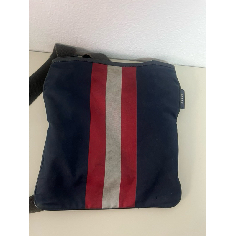 BALLY shoulder bag shoulder bag crossbody nylon navy/red มือ2 ของแท้💯%