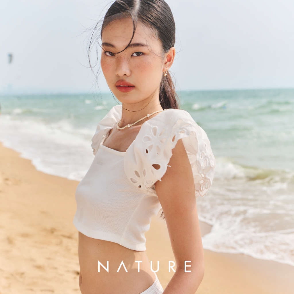 nature.bkk - TPN0149 เสื้อครอปแขนลูกไม้ Lace short sleeve crop