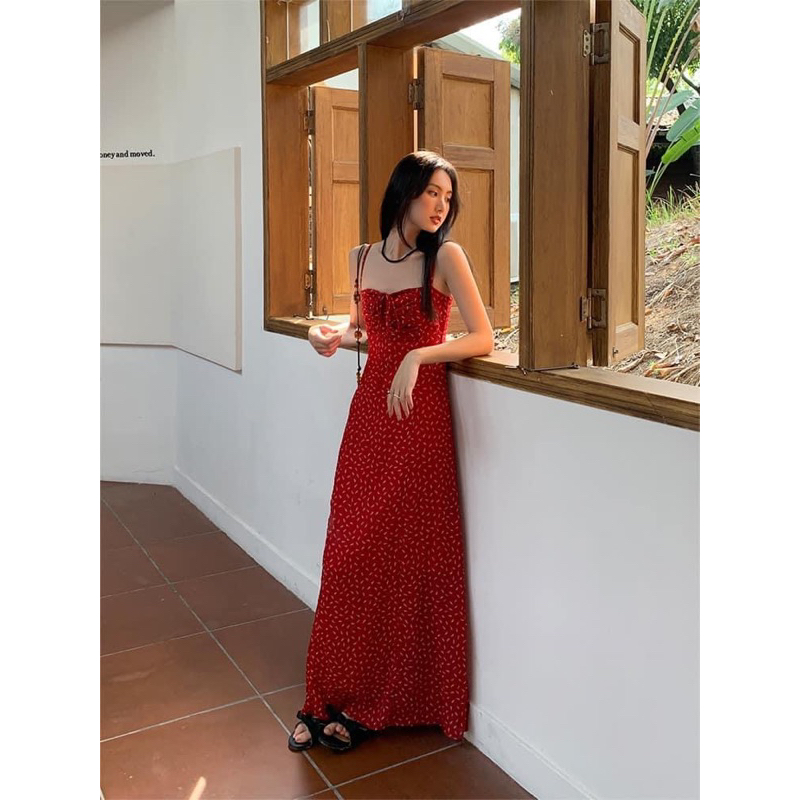 Mogwany พรี California Dress เดรสยาวลายดอก มีซับใน ทรงสวย